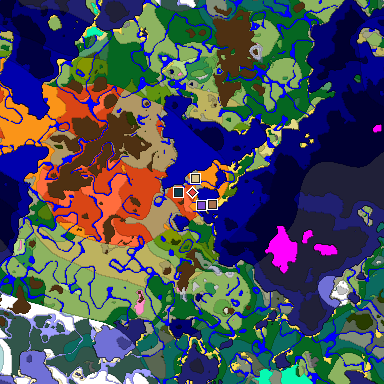Predicted biome map of Java 1.21.4 seed -427926854664043596 around estimated spawn