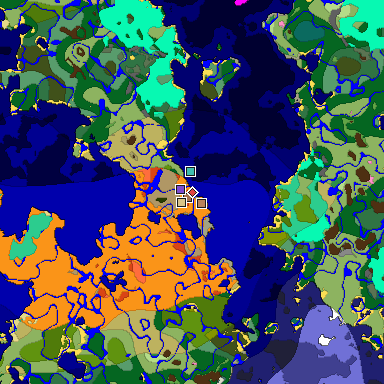 Predicted biome map of Java 1.21.4 seed 4775562758004560238 around estimated spawn
