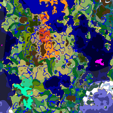 Predicted biome map of Java 1.21.4 seed 826078175057503651 around estimated spawn