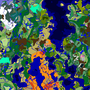 Predicted biome map of Java 1.21.4 seed 2953593289664839879 around estimated spawn