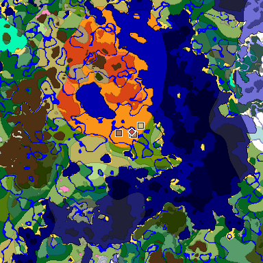 Predicted biome map of Java 1.21.4 seed -4619980061139203666 around estimated spawn