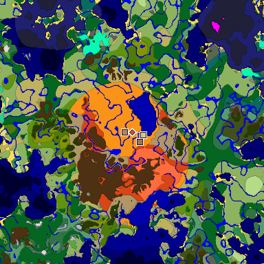 Predicted biome map of Java 1.21.4 seed 6612682334913638496 around estimated spawn
