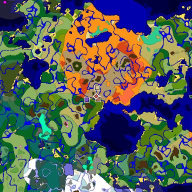 Predicted biome map of Java 1.21.4 seed 4472085288267928803 around estimated spawn