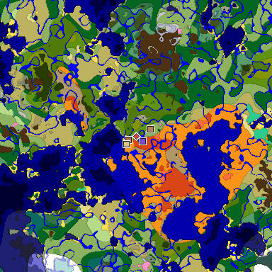 Predicted biome map of Java 1.21.4 seed -5788665736886056688 around estimated spawn