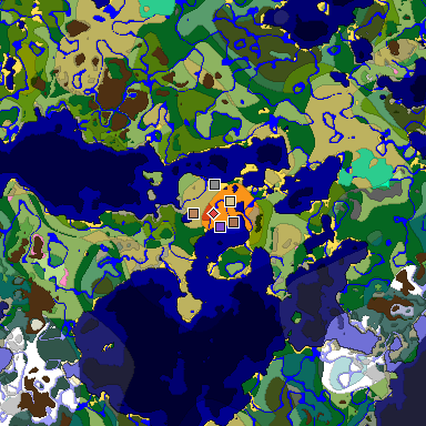 Predicted biome map of Java 1.21.4 seed -1908930573239058959 around estimated spawn