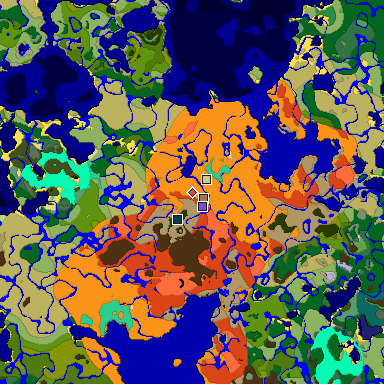 Predicted biome map of Java 1.21.4 seed -8667001638982505879 around estimated spawn