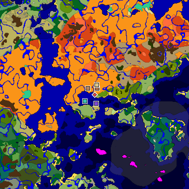 Predicted biome map of Java 1.21.4 seed -323248096784618087 around estimated spawn