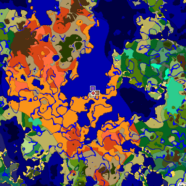 Predicted biome map of Java 1.21.4 seed -3859325134430812030 around estimated spawn