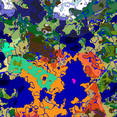 Predicted biome map of Java 1.21.4 seed 966705074854772242 around estimated spawn