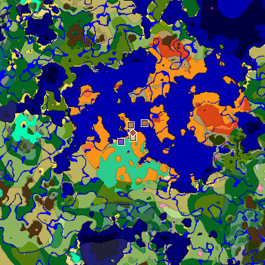 Predicted biome map of Java 1.21.4 seed 8952236519810007094 around estimated spawn
