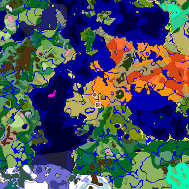 Predicted biome map of Java 1.21.4 seed 959805185340402278 around estimated spawn