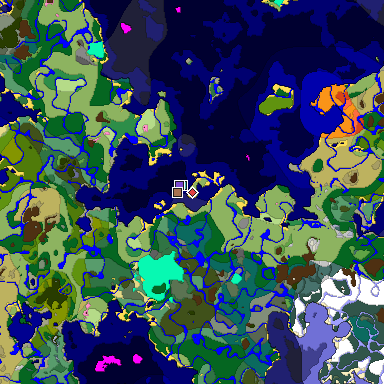Predicted biome map of Java 1.21.4 seed -4564068438026748099 around estimated spawn