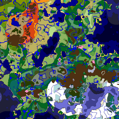 Predicted biome map of Java 1.21.4 seed -1723353071754604969 around estimated spawn