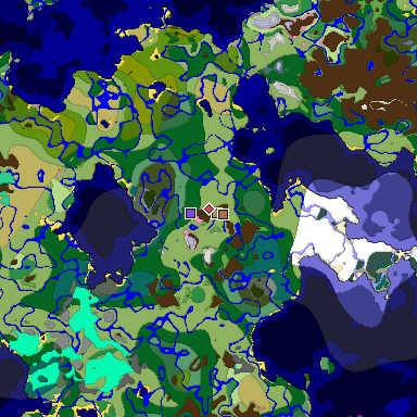 Predicted biome map of Java 1.21.4 seed 8803030932748996465 around estimated spawn
