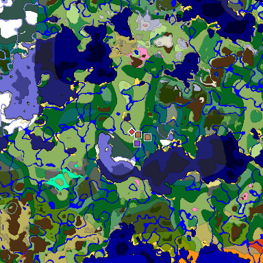 Predicted biome map of Java 1.21.4 seed 8710542815871738130 around estimated spawn