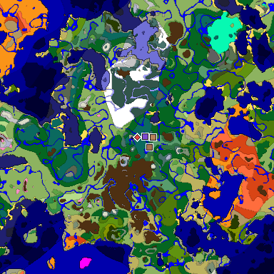 Predicted biome map of Java 1.21.4 seed -7085750244526187864 around estimated spawn