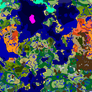 Predicted biome map of Java 1.21.4 seed -7578646379473207589 around estimated spawn