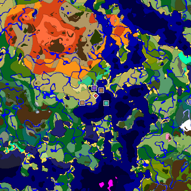 Predicted biome map of Java 1.21.4 seed 4939114396823278477 around estimated spawn