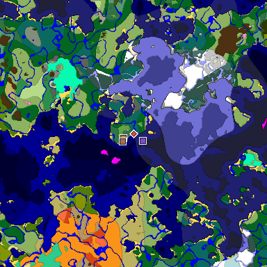 Predicted biome map of Java 1.21.4 seed -5811132314718596483 around estimated spawn