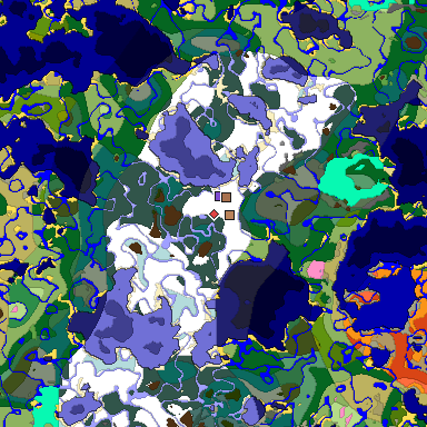 Predicted biome map of Java 1.21.4 seed -1382111643225072819 around estimated spawn