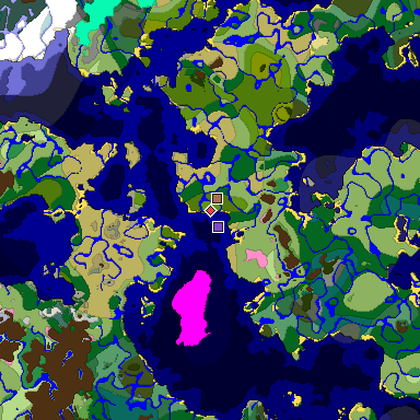 Predicted biome map of Java 1.21.4 seed -6932209605768956687 around estimated spawn