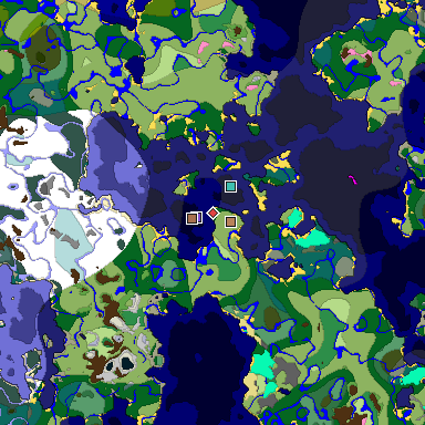 Predicted biome map of Java 1.21.4 seed 4410439531316350825 around estimated spawn