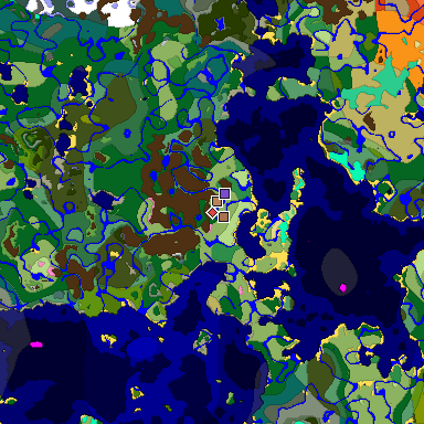 Predicted biome map of Java 1.21.4 seed 1745951210800067200 around estimated spawn