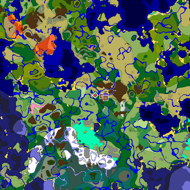 Predicted biome map of Java 1.21.4 seed -2860501275713533633 around estimated spawn