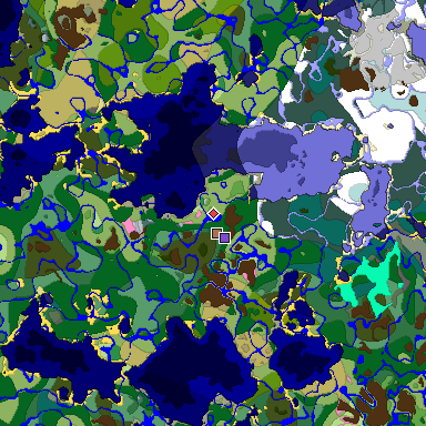 Predicted biome map of Java 1.21.4 seed 5279881106091704078 around estimated spawn