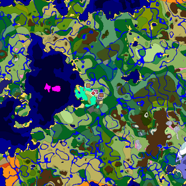 Predicted biome map of Java 1.21.4 seed 7151193483213016812 around estimated spawn