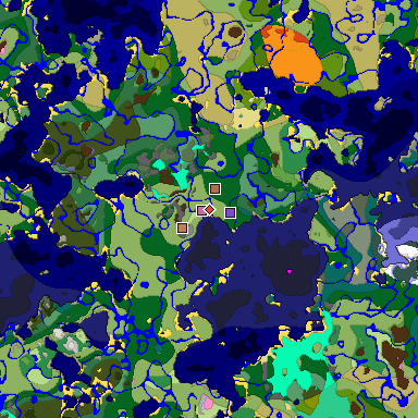 Predicted biome map of Java 1.21.4 seed 1451652005852824580 around estimated spawn