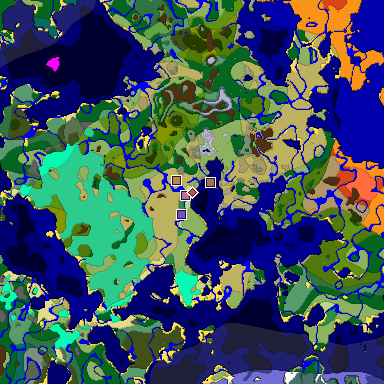 Predicted biome map of Java 1.21.4 seed -8279339760610822278 around estimated spawn
