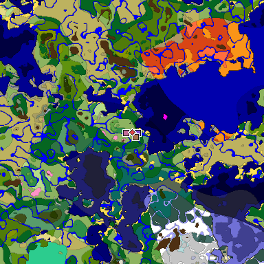 Predicted biome map of Java 1.21.4 seed 4141344722129448584 around estimated spawn