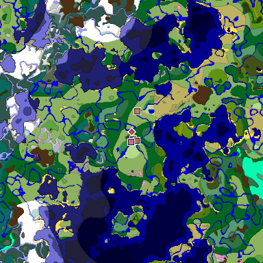 Predicted biome map of Java 1.21.4 seed 2647240342296288612 around estimated spawn