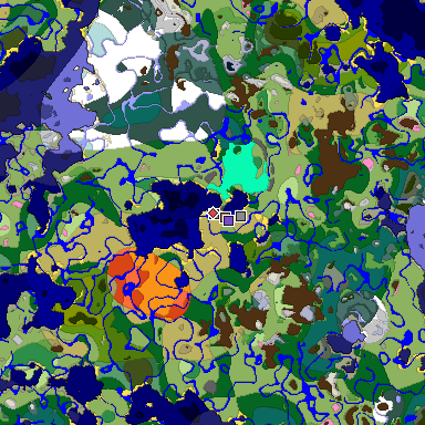 Predicted biome map of Java 1.21.4 seed -6978340421910047829 around estimated spawn