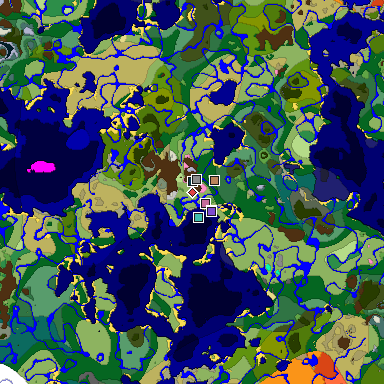 Predicted biome map of Java 1.21.4 seed -4520035054236483737 around estimated spawn