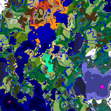 Predicted biome map of Java 1.21.4 seed -6012603799971570124 around estimated spawn