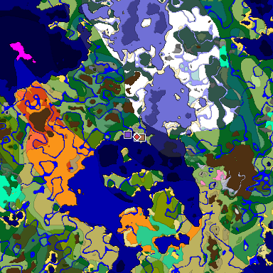 Predicted biome map of Java 1.21.4 seed -6777827098778815147 around estimated spawn