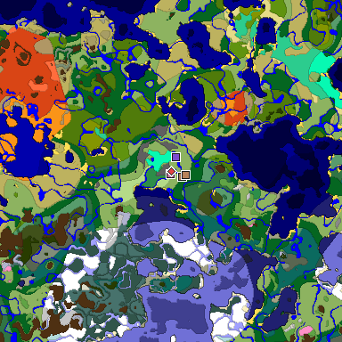 Predicted biome map of Java 1.21.4 seed -6217703378302303802 around estimated spawn