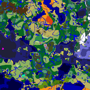 Predicted biome map of Java 1.21.4 seed -6762020888685059660 around estimated spawn