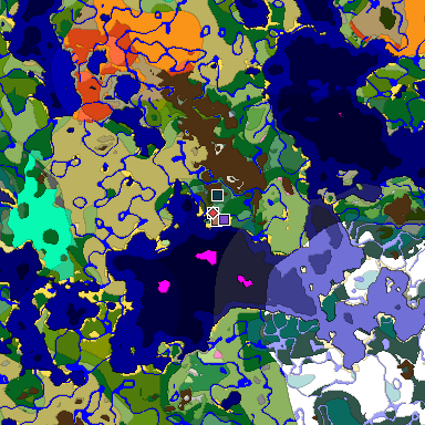 Predicted biome map of Java 1.21.4 seed -3800895201396224011 around estimated spawn