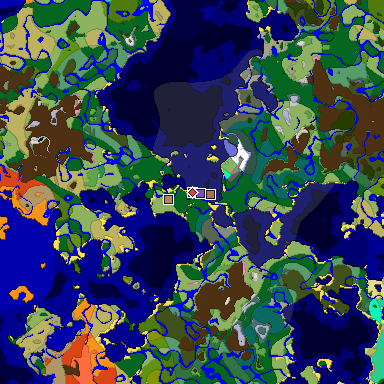 Predicted biome map of Java 1.21.4 seed -4529881116367745770 around estimated spawn