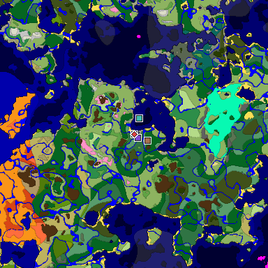 Predicted biome map of Java 1.21.4 seed -322958014564421189 around estimated spawn