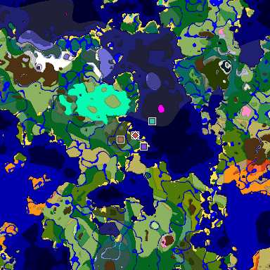Predicted biome map of Java 1.21.4 seed -4711360870151026920 around estimated spawn