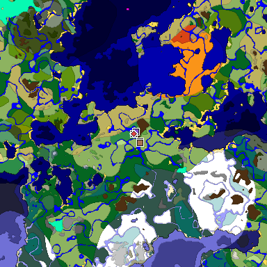 Predicted biome map of Java 1.21.4 seed 2930340183358777202 around estimated spawn