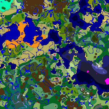 Predicted biome map of Java 1.21.4 seed -179869539724439174 around estimated spawn