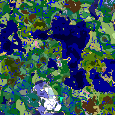 Predicted biome map of Java 1.21.4 seed 6438201026605739697 around estimated spawn