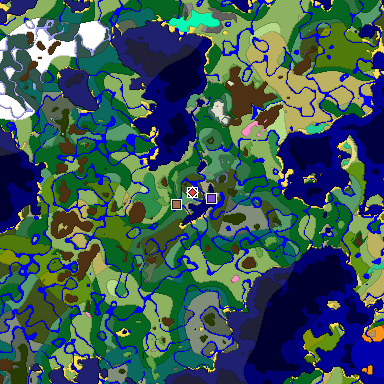 Predicted biome map of Java 1.21.4 seed 4019097954631819852 around estimated spawn