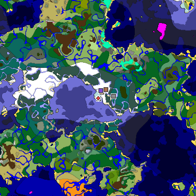 Predicted biome map of Java 1.21.4 seed 7972979535185663360 around estimated spawn