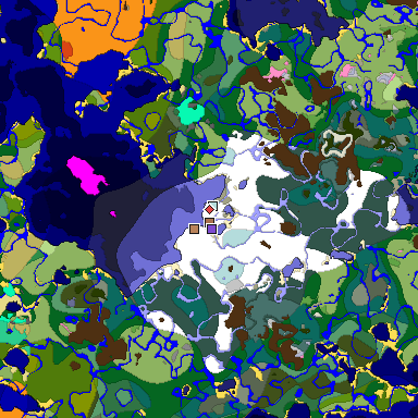 Predicted biome map of Java 1.21.4 seed 1404634098722925732 around estimated spawn